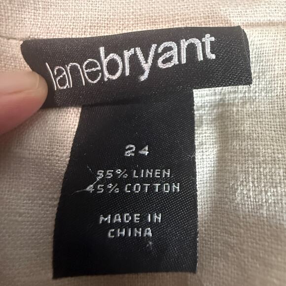 Lane Bryant 55% Linen 45% Cotton Hooded Utility Jacket Cream Off-White - Picture 3 of 4